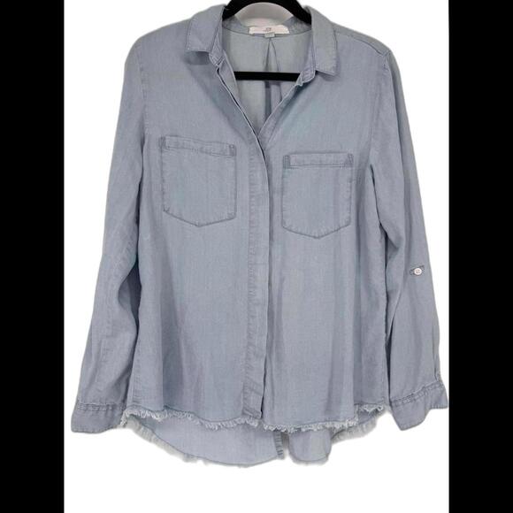 Thread & supply distressed denim Shirt button up size Medium - Picture 1 of 9